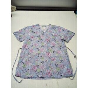 S.B. Scrubs Blue floral print women's scrub top size s